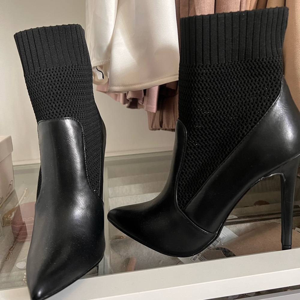 Sock and leather booties. Worn only inside for style video - Picture 2 of 4